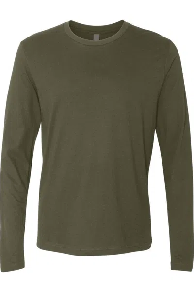 Next Level Unisex Cotton Long Sleeve T-shirt In Green