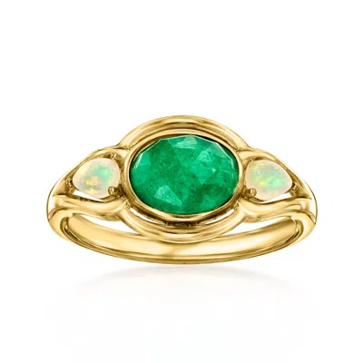 Ross-simons Opal And Emerald Ring In 18kt Gold Over Sterling In Green
