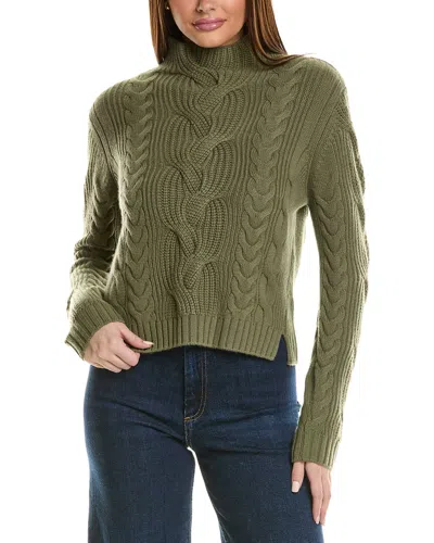 Hannah Rose Chunky Cable Funnel Neck Wool & Cashmere-blend Sweater In Green