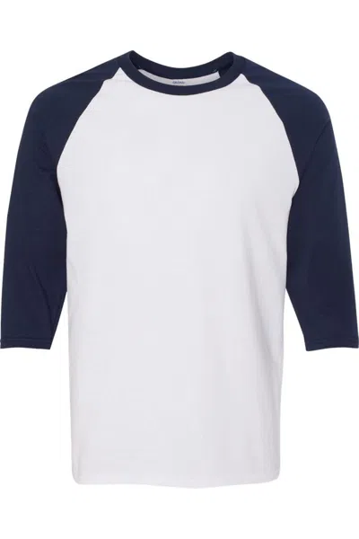 Gildan Heavy Cotton Raglan Three-quarter Sleeve T-shirt In Multi