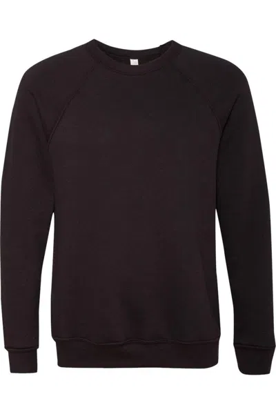 Bella+canvas Sponge Fleece Raglan Crewneck Sweatshirt In Black