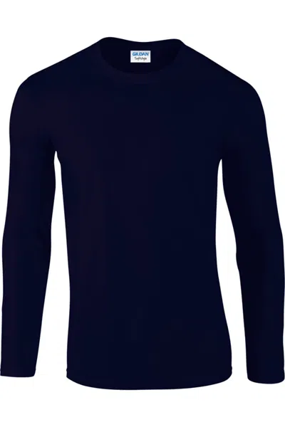 Gildan Mens Soft Style Long Sleeve T-shirt In Blue