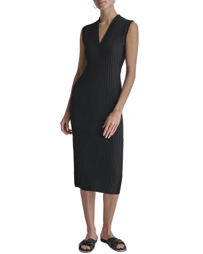 Dkny Wide Rib Sweaterdress In Black