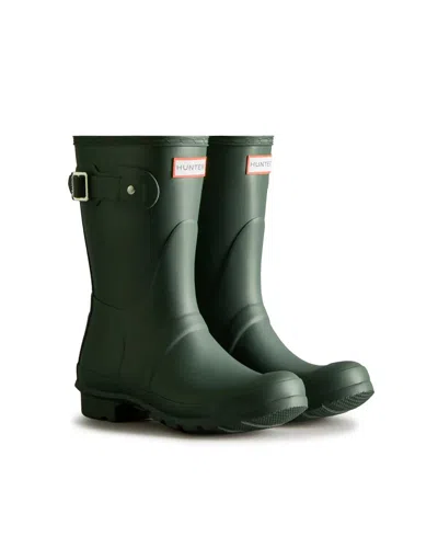 Hunter Original Short Low Heels Boots In Green