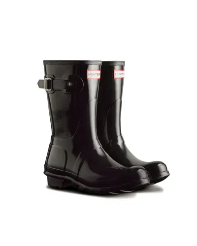 Hunter Womens Black Original Short Gloss Rubber Wellington Boots In Black