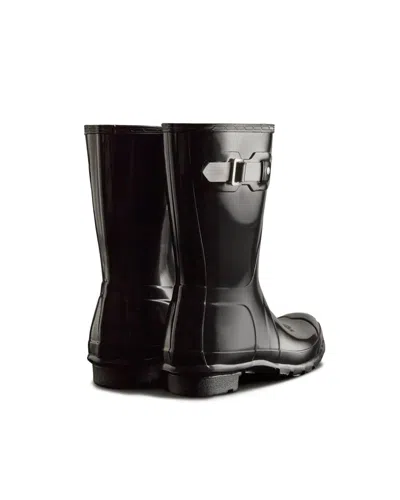 Hunter Womens Black Original Short Gloss Rubber Wellington Boots In Black