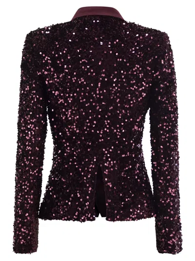 Elisabetta Franchi Double-breasted Jacket In Chenille Embroidered With Sequins