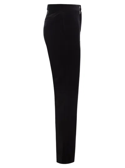 Fabiana Filippi Velvet-textured Regular Fit Trousers With Side Pockets
