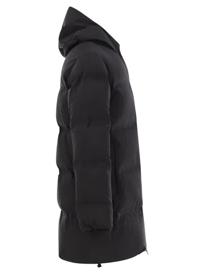 Herno New Impact Long Down Jacket With Hood In Blue