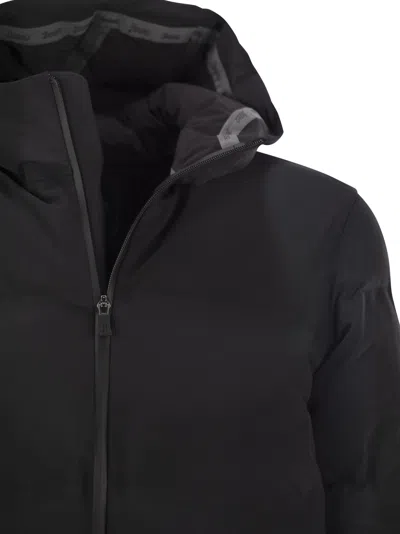 Herno New Impact Long Down Jacket With Hood In Blue