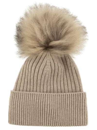 Shop Moncler Grenoble Cashmere Cap With Pom Pom