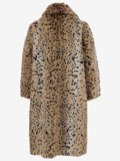 Shop N°21 Faux Fur Coat With Leo Pattern