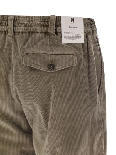 Pt Torino Lyocell Blend Pleated Trousers With Elastic Waist