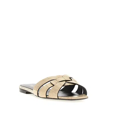 Saint Laurent Tribute Woven Flat Slide Sandals