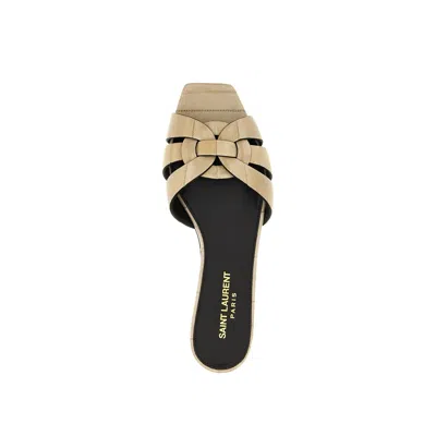 Saint Laurent Tribute Woven Flat Slide Sandals