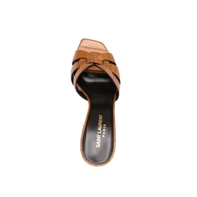 Saint Laurent Tribute Woven Calfskin Stiletto Sandals
