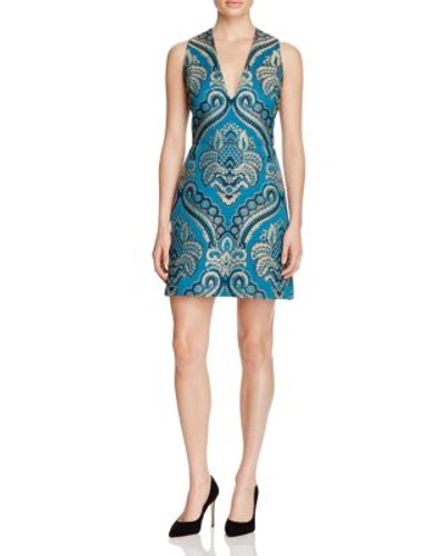 Shop Alice And Olivia Line Dress In Turquoise Multi