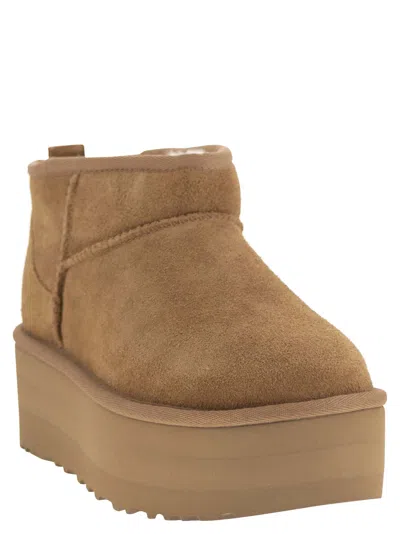 Ugg Classic Ultra Mini Platform Ankle Boots In Chestnut