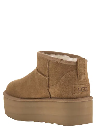 Ugg Classic Ultra Mini Platform Ankle Boots In Chestnut