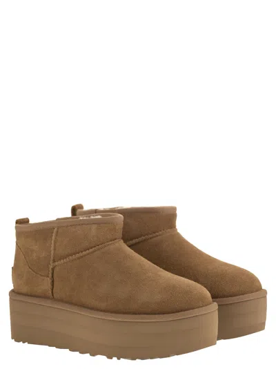 Ugg Classic Ultra Mini Platform Ankle Boots In Chestnut