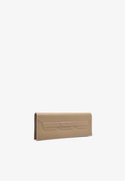 Pre-owned Hermes Birkin Shadow Clutch 29 In Etoupe Swift Leather