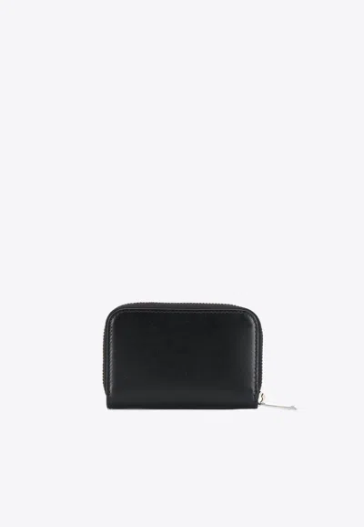 Saint Laurent Cassandre Leather Zipped Wallet In Black