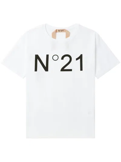 N°21 Logo-printed T-shirt In 1101 Bianco Ottico