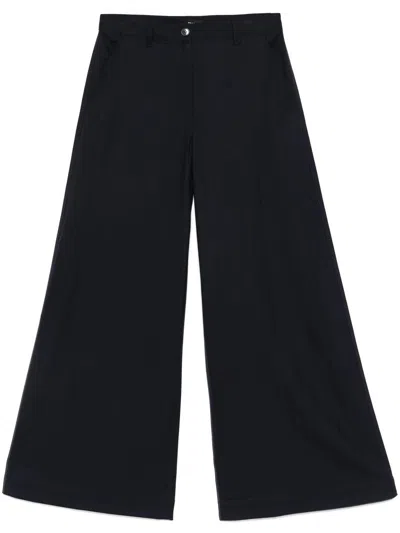 Theory Women's Wool Flannel Ultra Wide-leg Pants In G4k Dark Navy