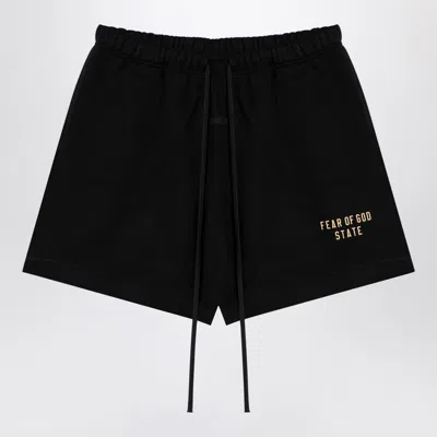 Essentials Logo Print Drawstring Shorts In Black