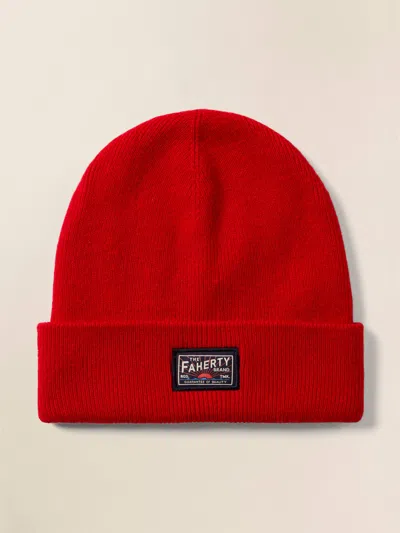 Faherty Logo Beanie In Red