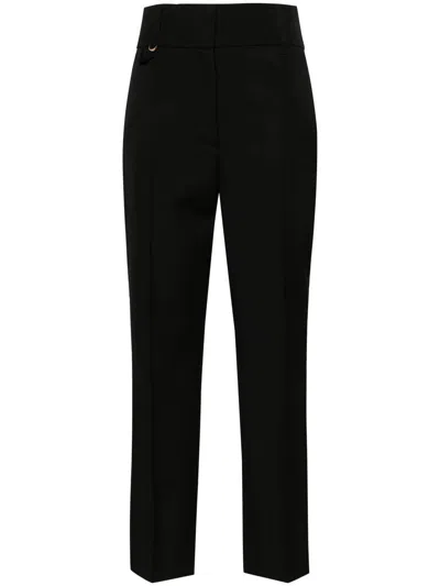 Jacquemus High-waisted Straight Leg Trousers With Buckle Detail And Silhouette In Black