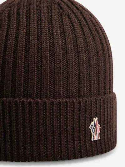 Shop Moncler Grenoble Logo Wool Cap In Logo Patch On The Front