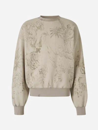 Shop Palm Angels Pencil Cotton Sweatshirt In Pencil Motif