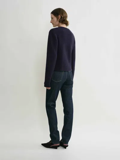 Shop Totême Toteme Sweater By Cropped Knitted In Navy Blue