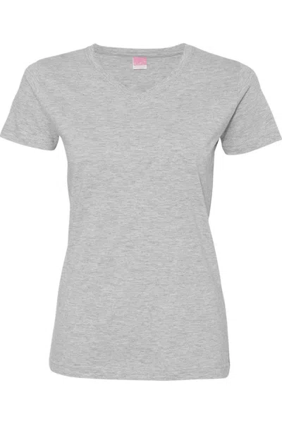 Lat Women´s V-neck Fine Jersey Tee In Grey