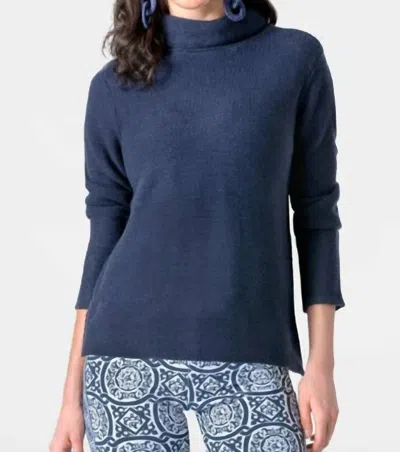 Gretchen Scott Knit Knit Turtleneck Sweater In Navy In Blue