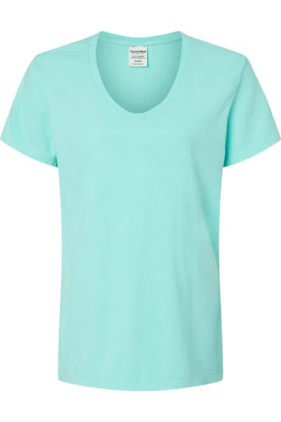 Comfortwash By Hanes Garment-dyed Women´s V-neck T-shirt In Green