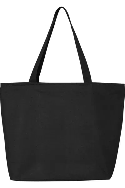 Q-tees 25l Zippered Tote In Black