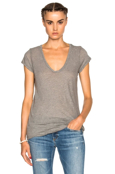 James Perse Deep V Neck Tee In Heather Grey