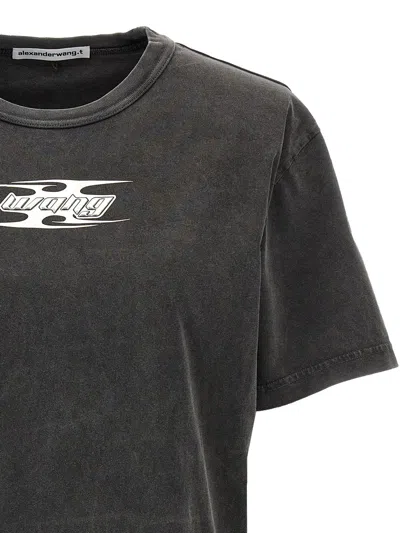 Alexander Wang Blade Logo-embossed Tee In Cotton In Grey