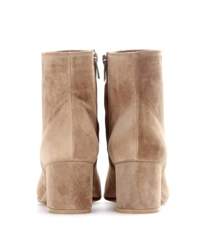 Shop Gianvito Rossi Margaux Suede Ankle Boots In Beige