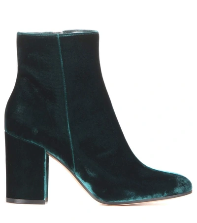 Shop Gianvito Rossi Rolling 85 Velvet Ankle Boots In Hueter