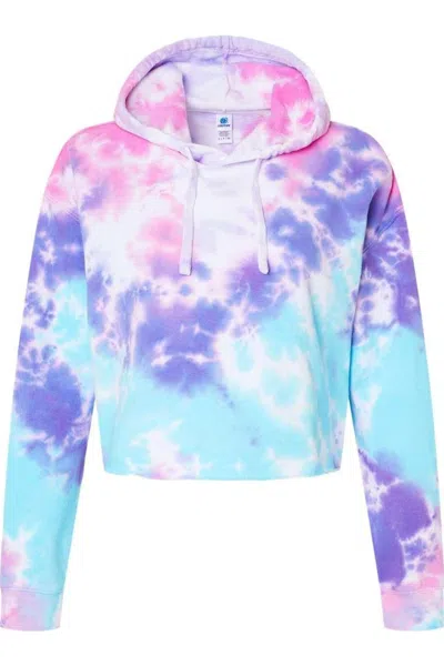 Colortone Women´s Tie-dyed Crop Hooded Sweatshirt In Pink