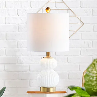 Jonathan Y Daphne 20" Ribbed Metal/glass Led Table Lamp