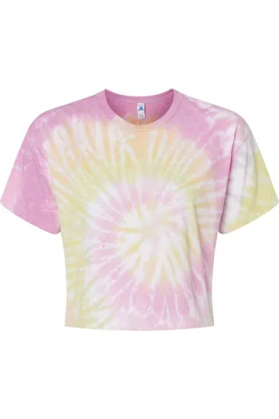 Colortone Women´s Tie-dyed Crop T-shirt In Pink