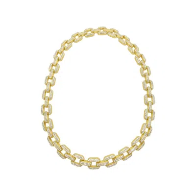 Adornia 14k Gold Plated Crystal Link Chain Necklace In Gold