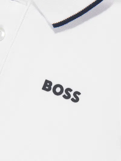 Hugo Boss Boss Boys White Cotton Polo Shirt In White