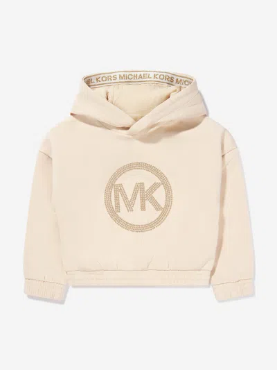 MICHAEL KORS MICHAEL KORS GIRLS LOGO PRINT HOODIE 10 YRS BEIGE 