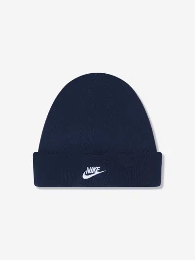 Nike Boys Futura Beanie Hat And Gloves Set In Blue
