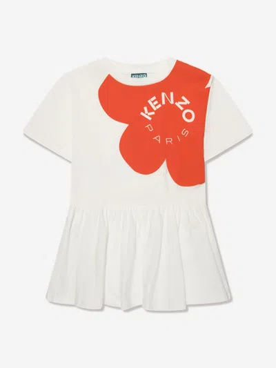 Kenzo Girls Boke Flower Jersey Dress In Ivory
